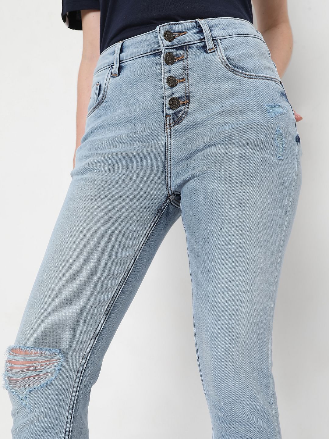 Blue High Rise Ripped Wendy Skinny Jeans - Image 5