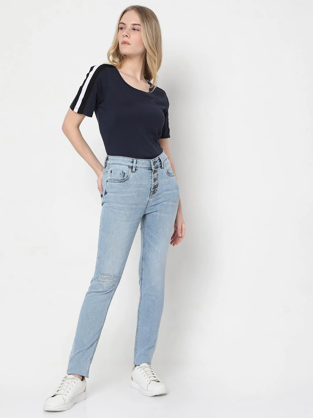 Blue High Rise Ripped Wendy Skinny Jeans - Image 6