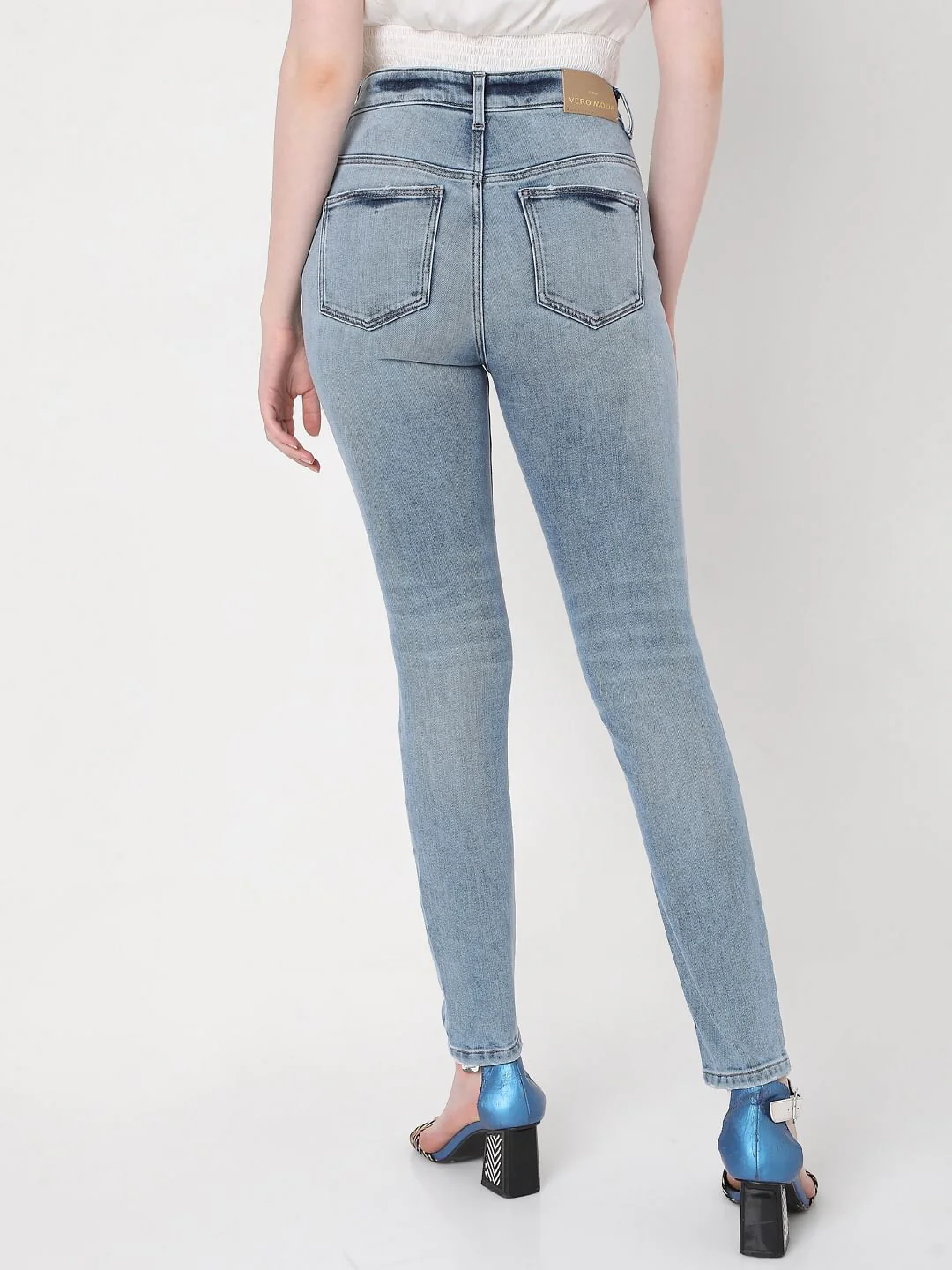 Blue High Rise Ripped Wendy Skinny Jeans - Image 4
