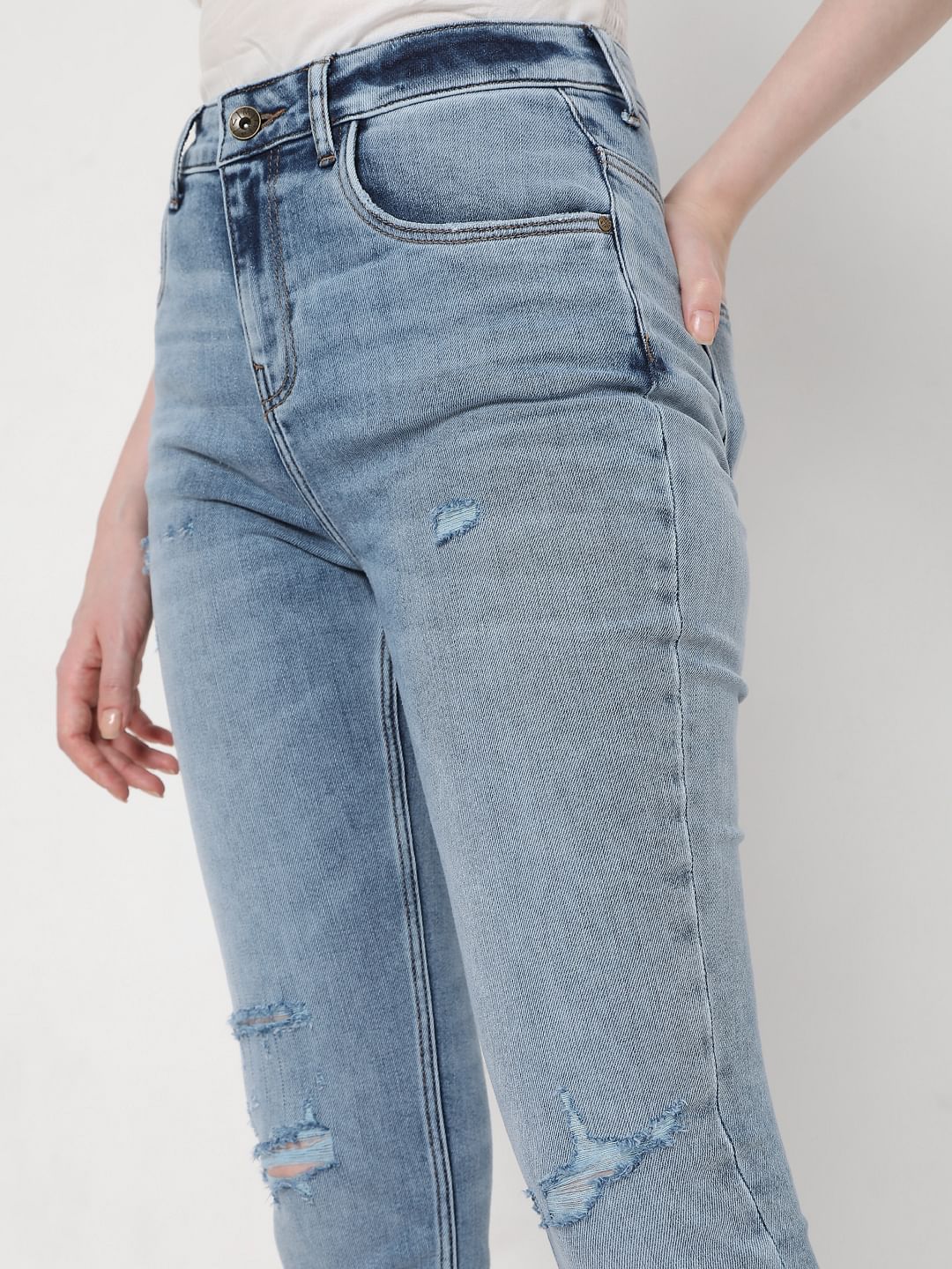 Blue High Rise Ripped Wendy Skinny Jeans - Image 5