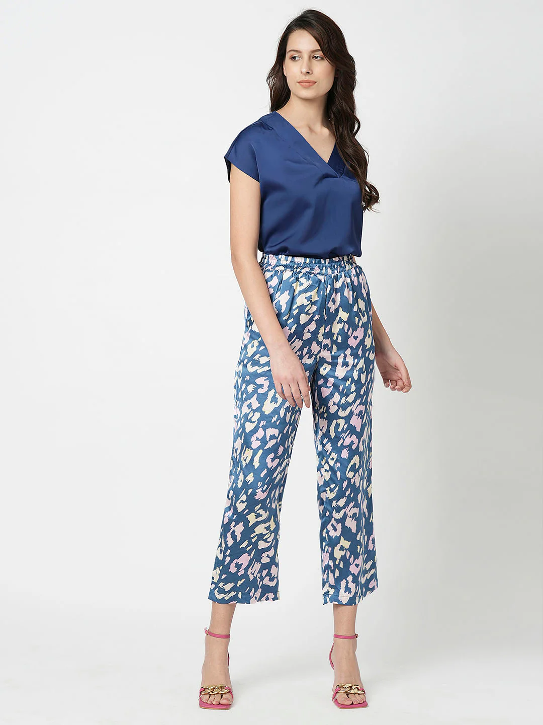 I.Scenery By Vero Moda Blue High Rise Printed Pants - Image 5