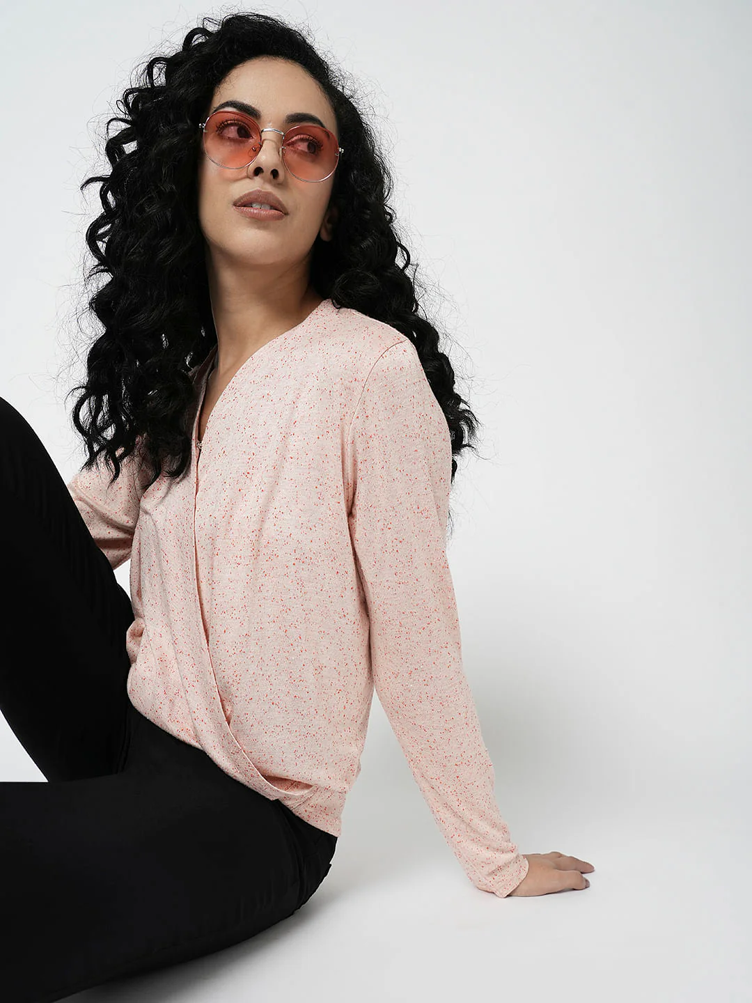 I.Scenery By Vero Moda Pink Mock Wrap Top