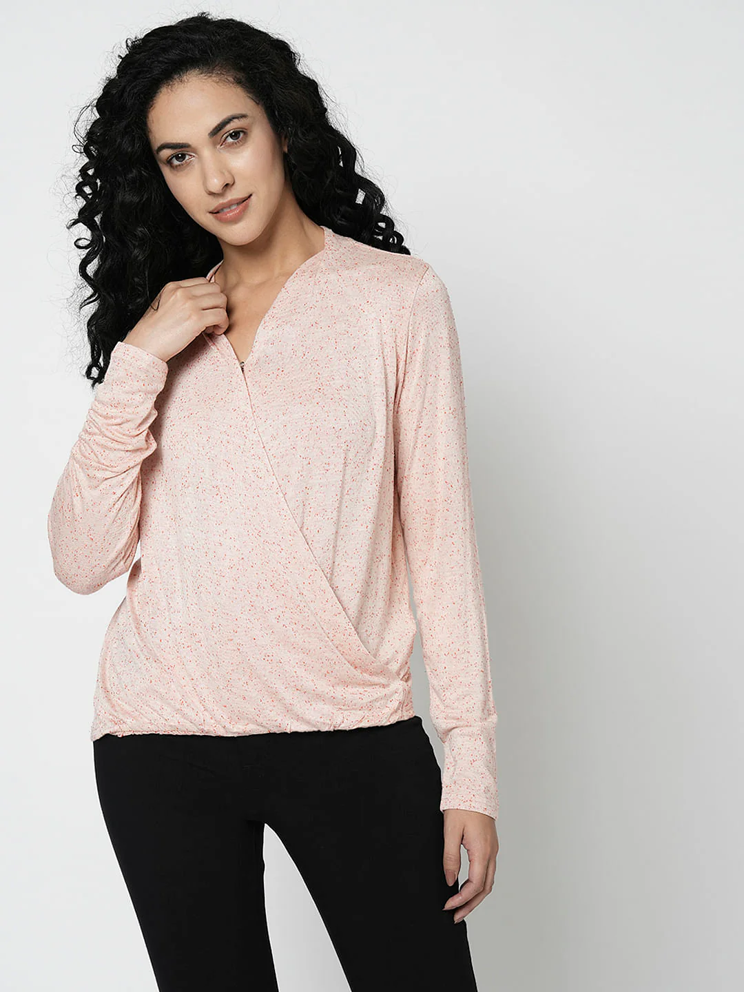 I.Scenery By Vero Moda Pink Mock Wrap Top - Image 2