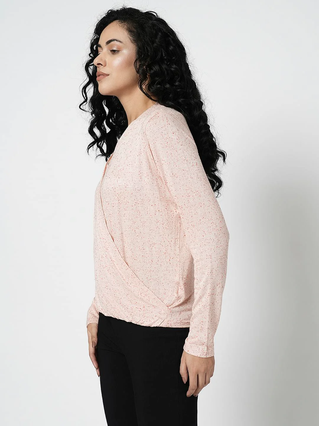 I.Scenery By Vero Moda Pink Mock Wrap Top - Image 3