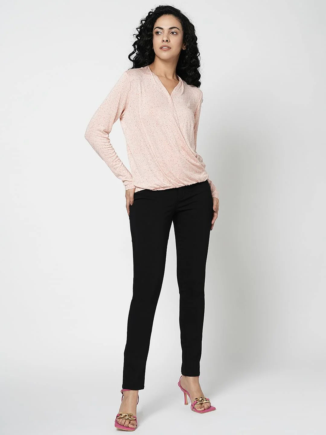 I.Scenery By Vero Moda Pink Mock Wrap Top - Image 5