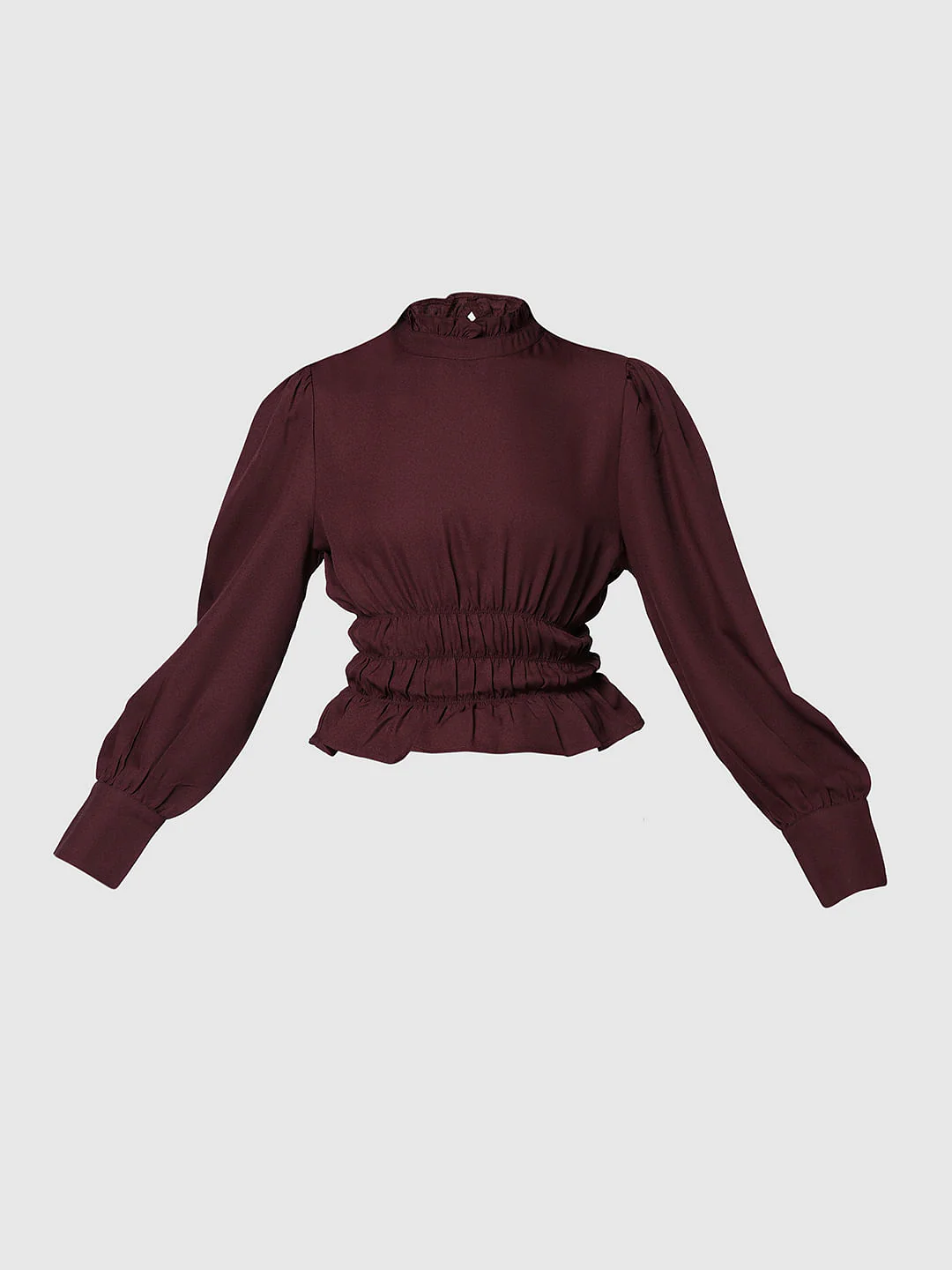 I.Scenery By Vero Moda Wine Peplum Top - Image 7