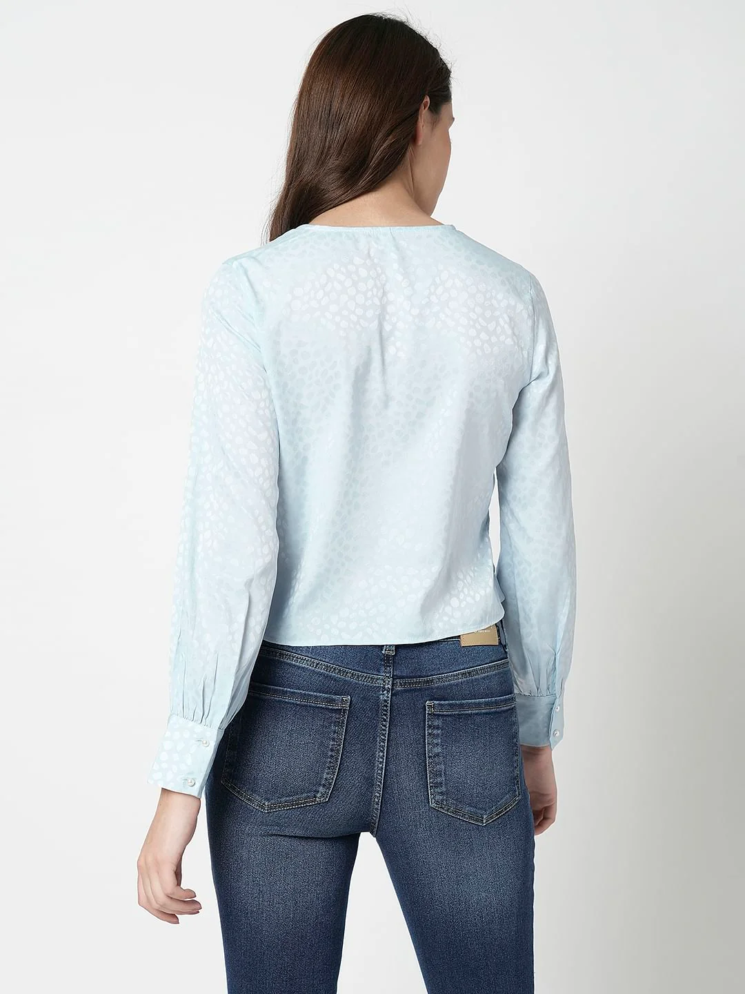 I.Scenery By Vero Moda Blue Front Wrap Top - Image 4