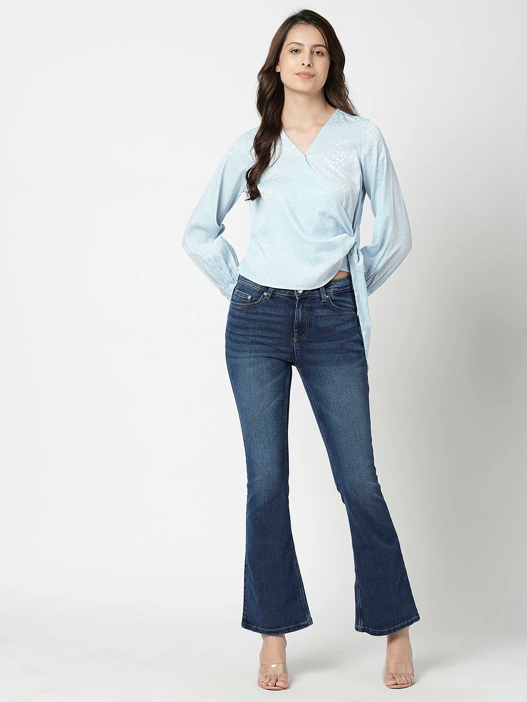 I.Scenery By Vero Moda Blue Front Wrap Top - Image 5