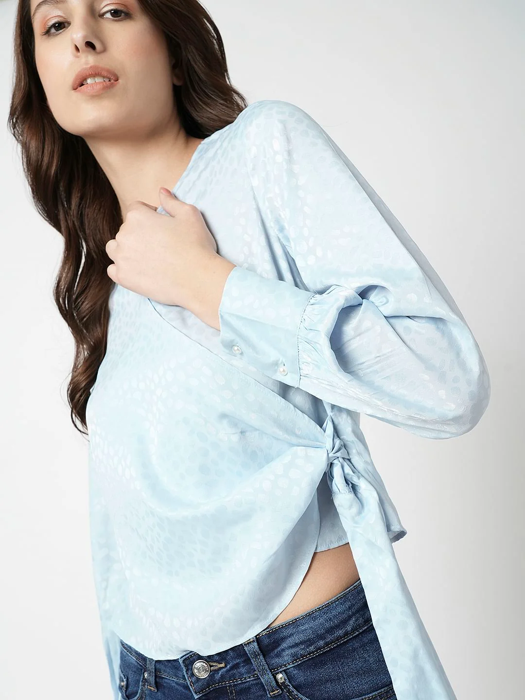 I.Scenery By Vero Moda Blue Front Wrap Top - Image 6