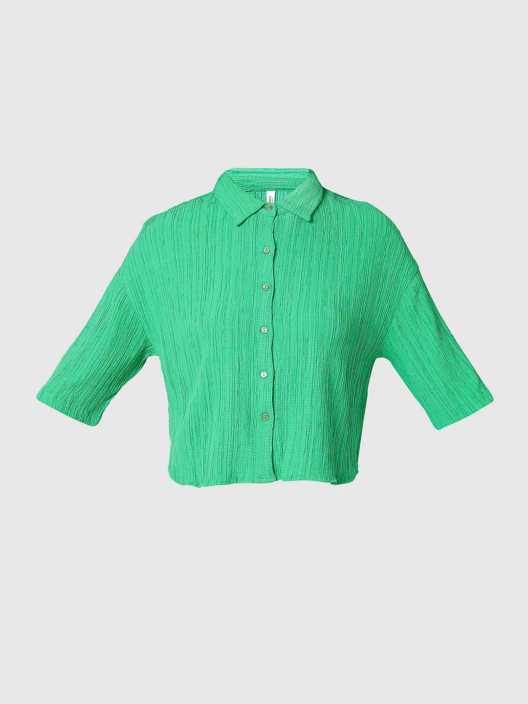 I.Scenery By Vero Moda Green Crinkle Weave Shirt - Image 7
