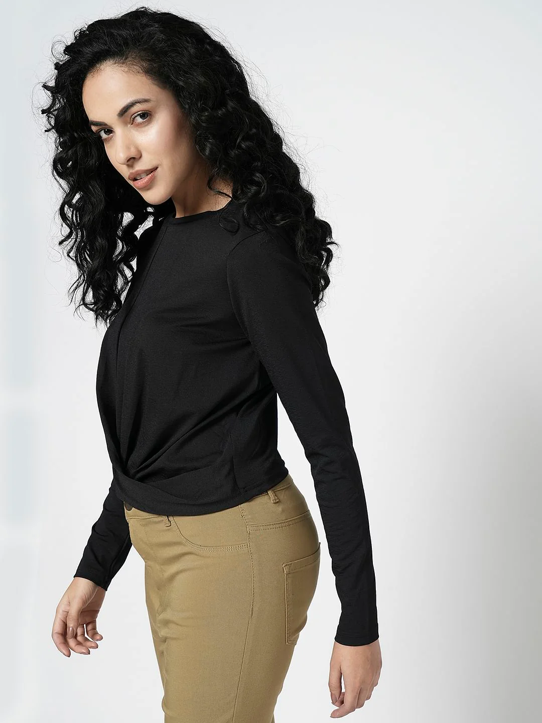 I.Scenery By Vero Moda Black Front Wrap Knit Top - Image 3