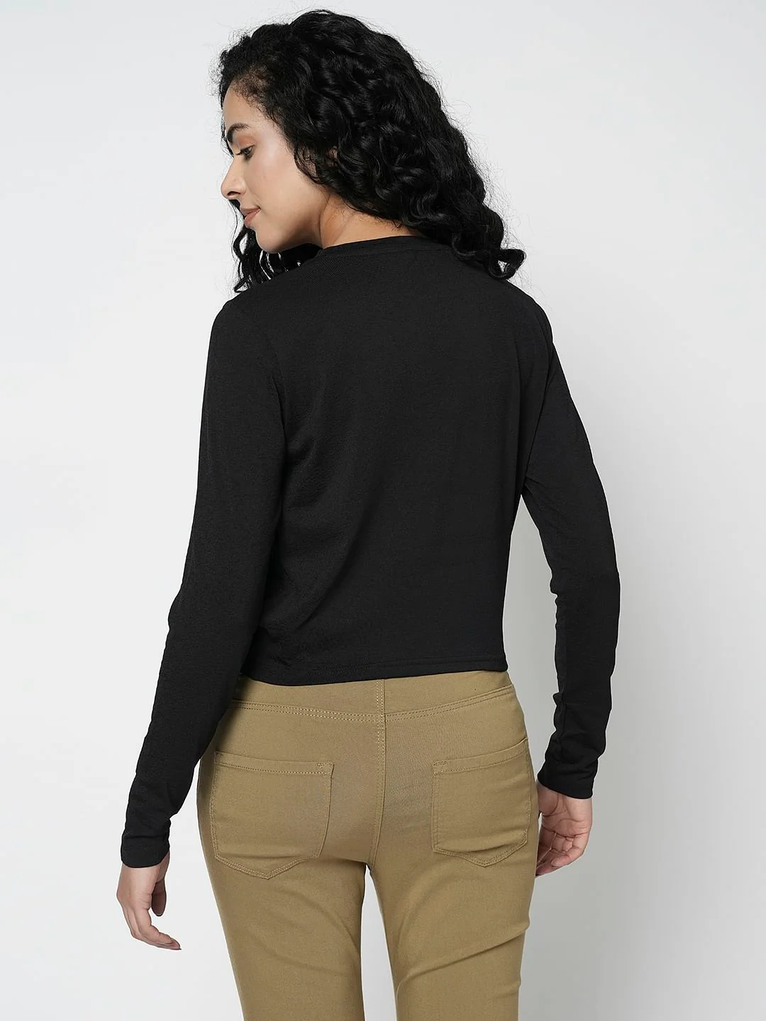 I.Scenery By Vero Moda Black Front Wrap Knit Top - Image 4