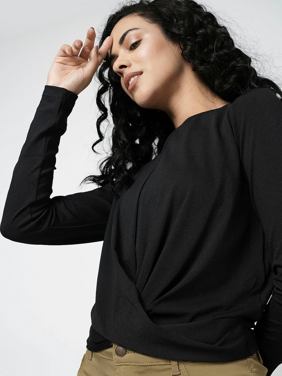 I.Scenery By Vero Moda Black Front Wrap Knit Top - Image 6