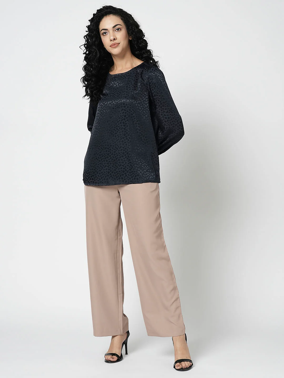 I.Scenery By Vero Moda Navy Blue Textured Top - Image 5