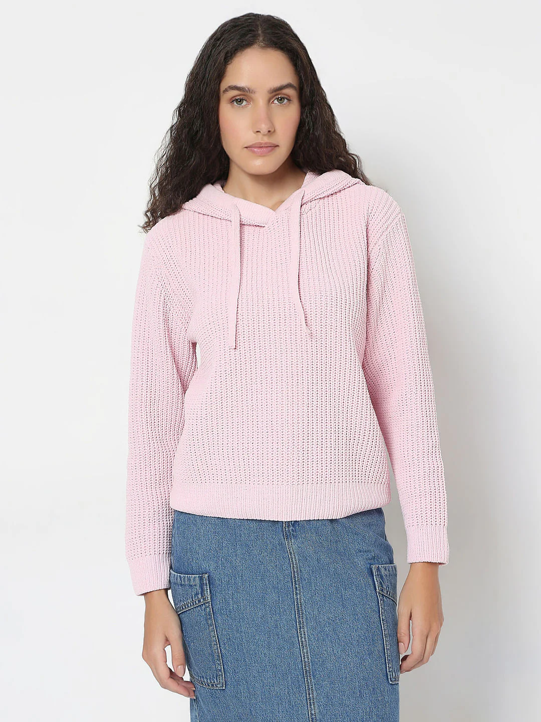 Pink Hooded Knitted Pullover - Image 2
