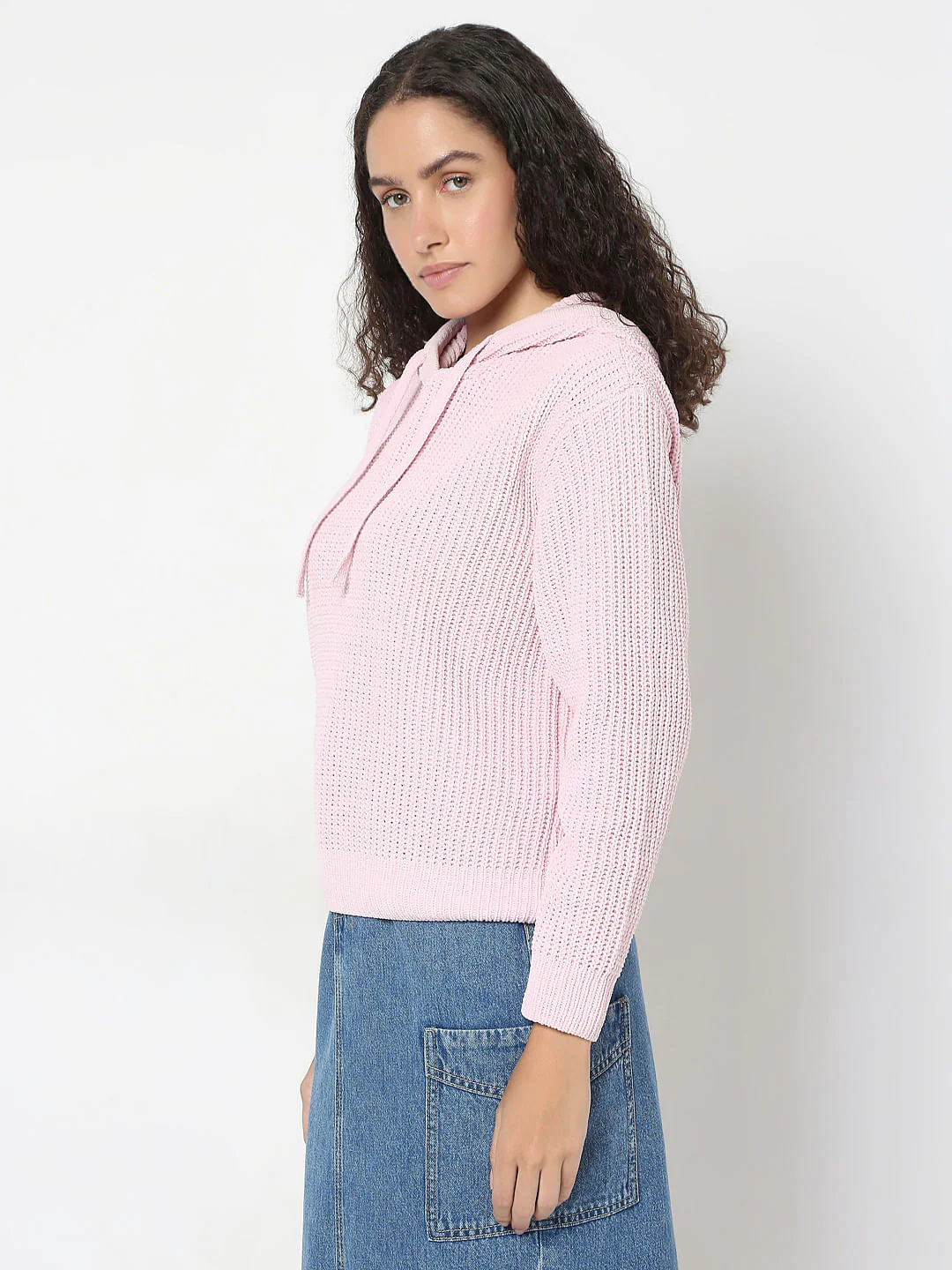 Pink Hooded Knitted Pullover - Image 3