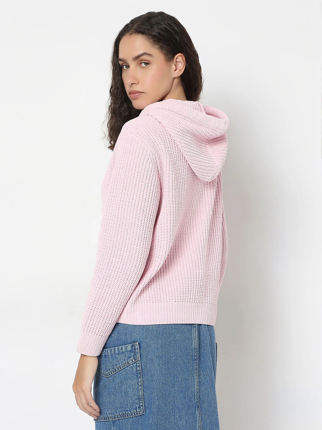 Pink Hooded Knitted Pullover - Image 4