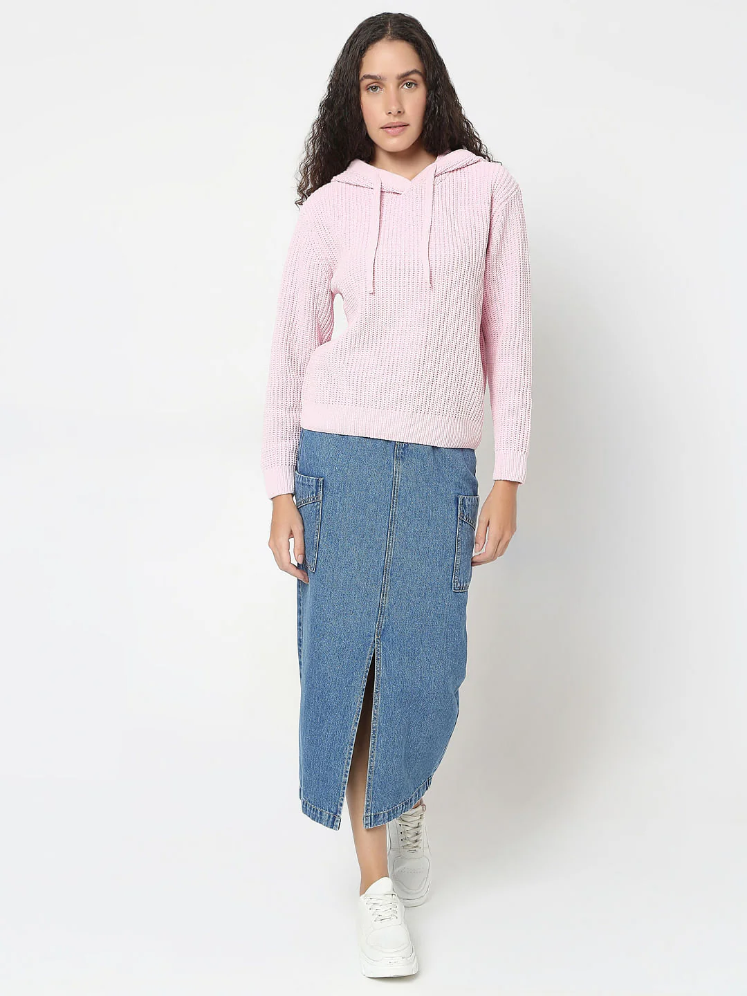Pink Hooded Knitted Pullover - Image 5