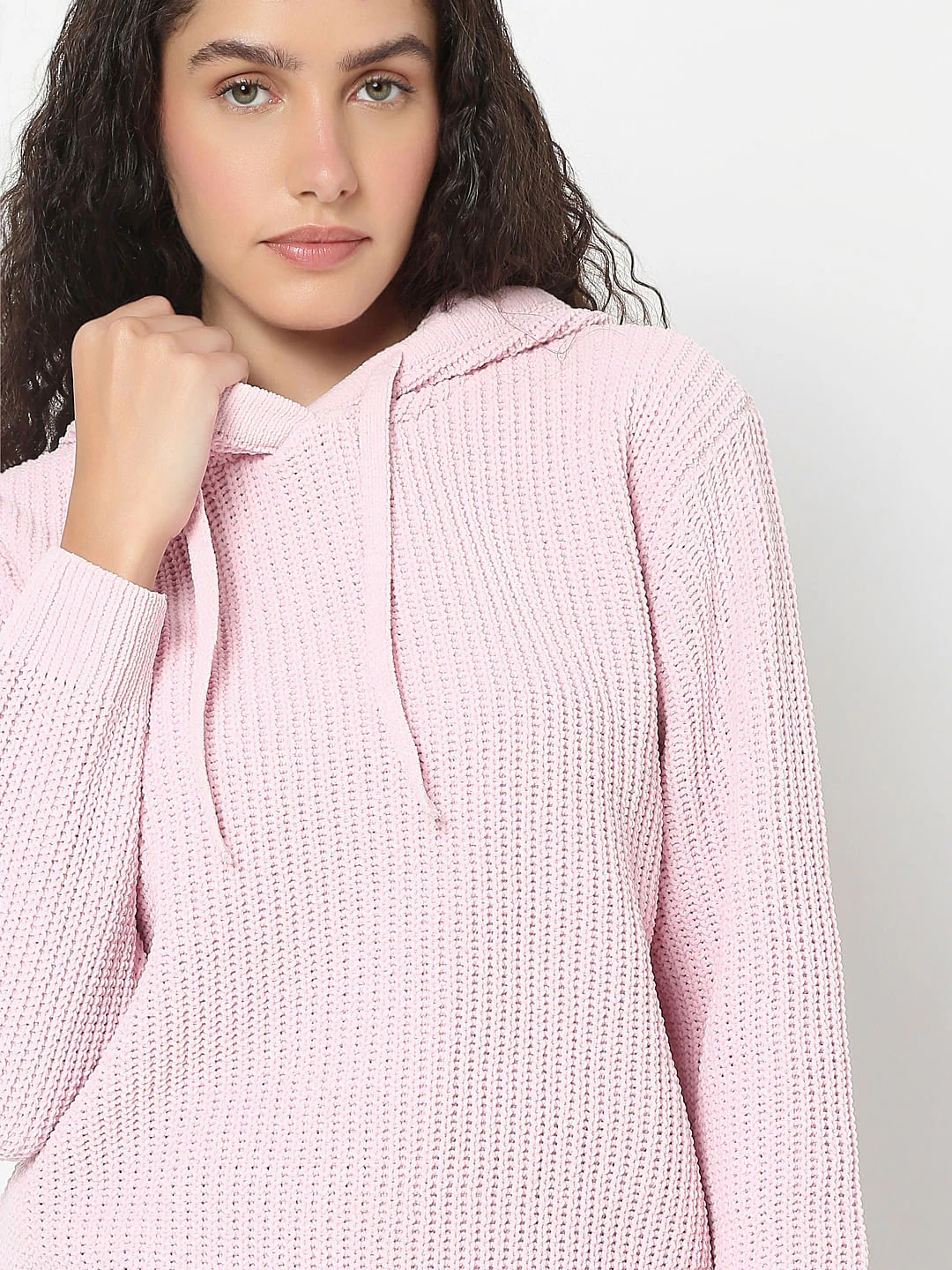 Pink Hooded Knitted Pullover - Image 6