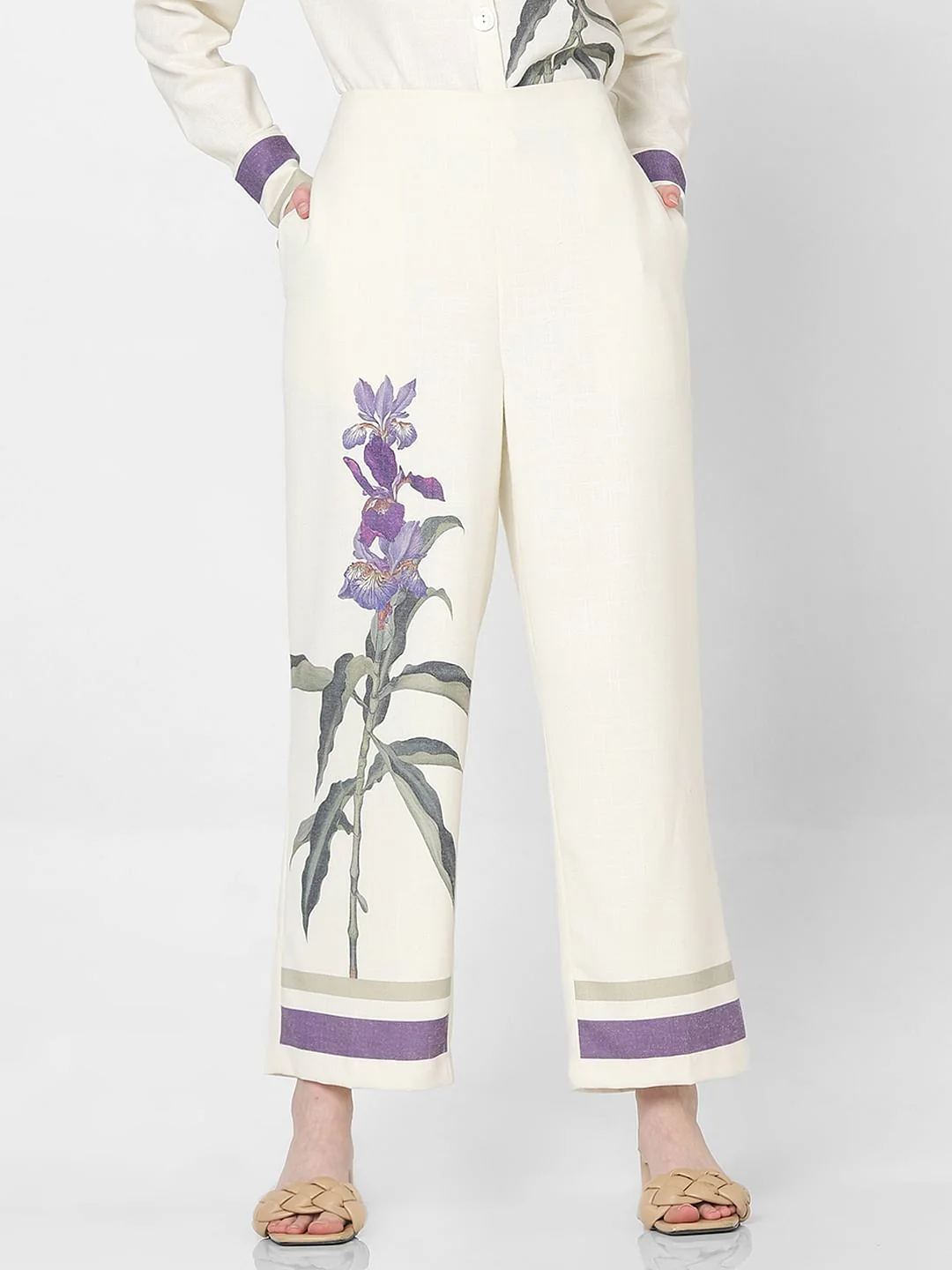 Off-White Floral Co-Ord Set Pants - Image 2