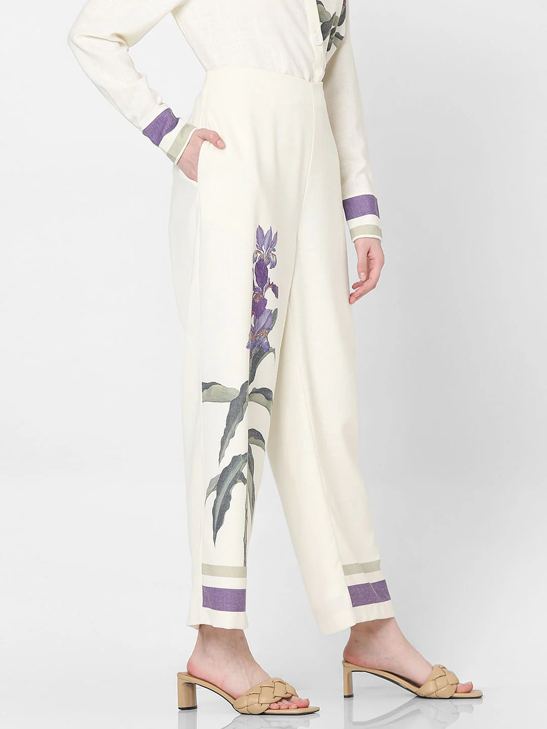 Off-White Floral Co-Ord Set Pants - Image 3