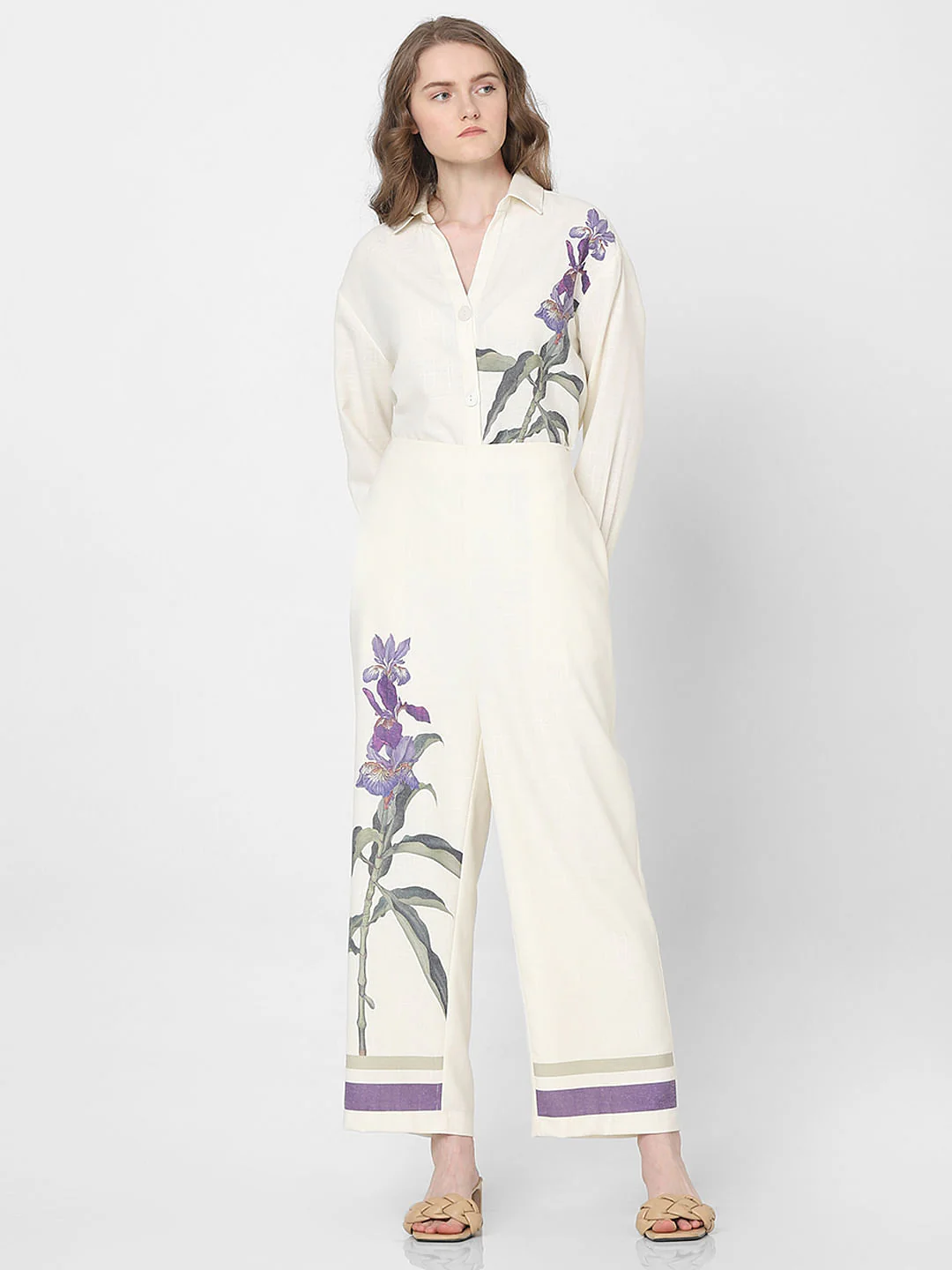 Off-White Floral Co-Ord Set Pants - Image 5