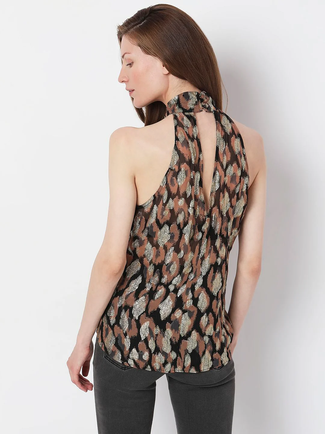 Black Printed Halter Neck Top - Image 4
