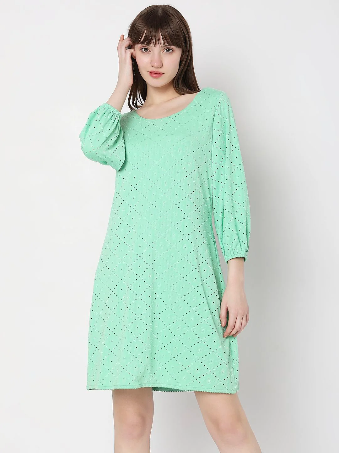 Light Green Knitted Shift Dress - Image 2