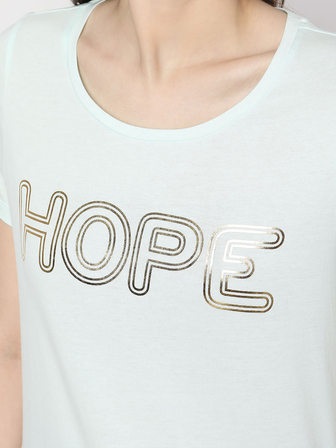 Mint Green Text Print T-Shirt - Image 8
