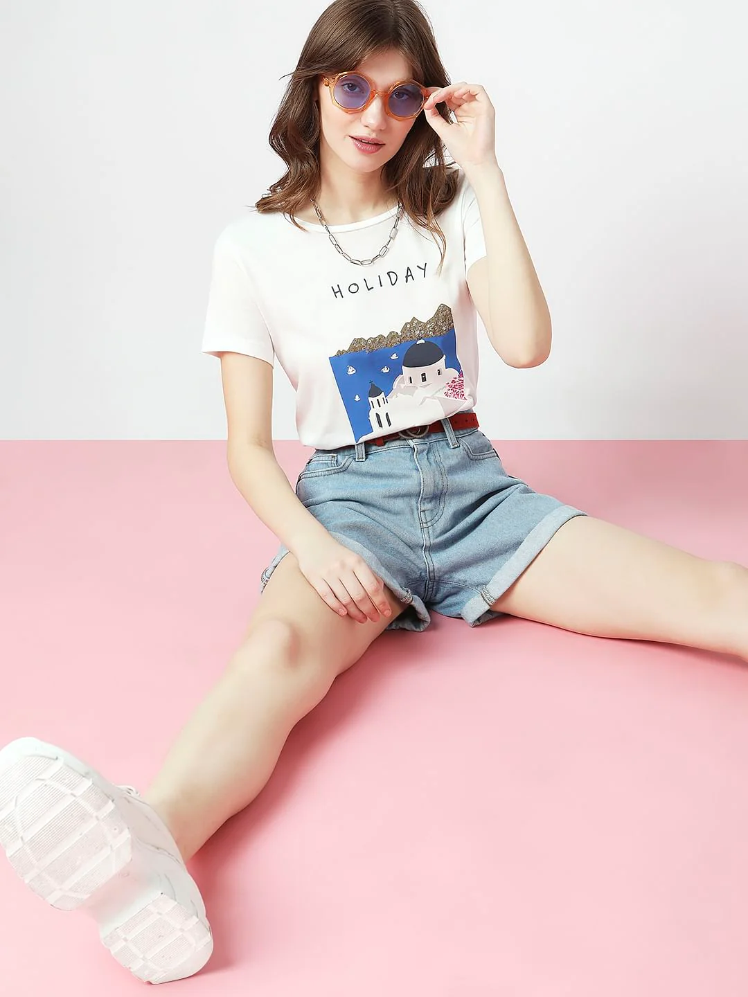 White Graphic Print T-Shirt