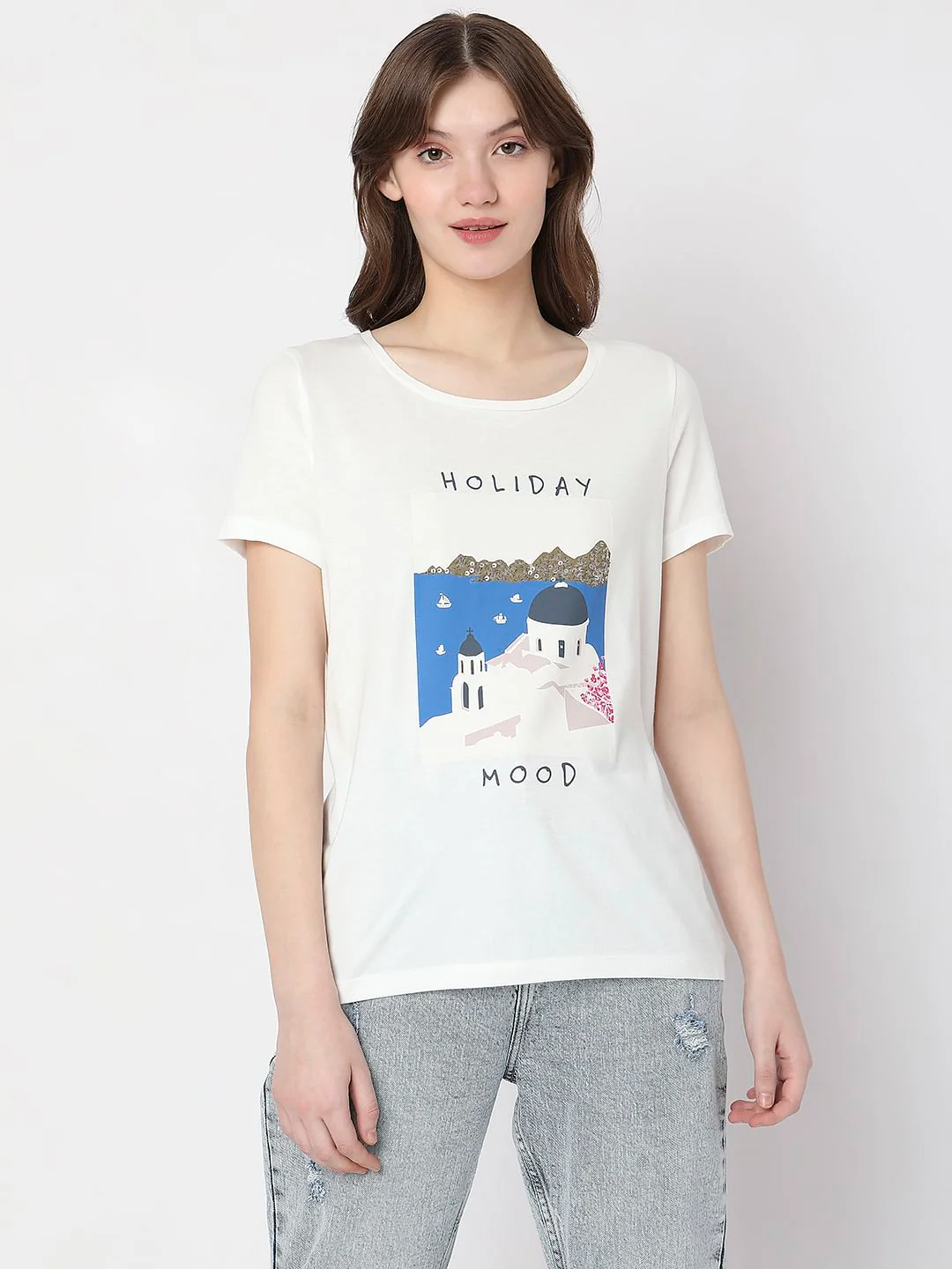 White Graphic Print T-Shirt - Image 2