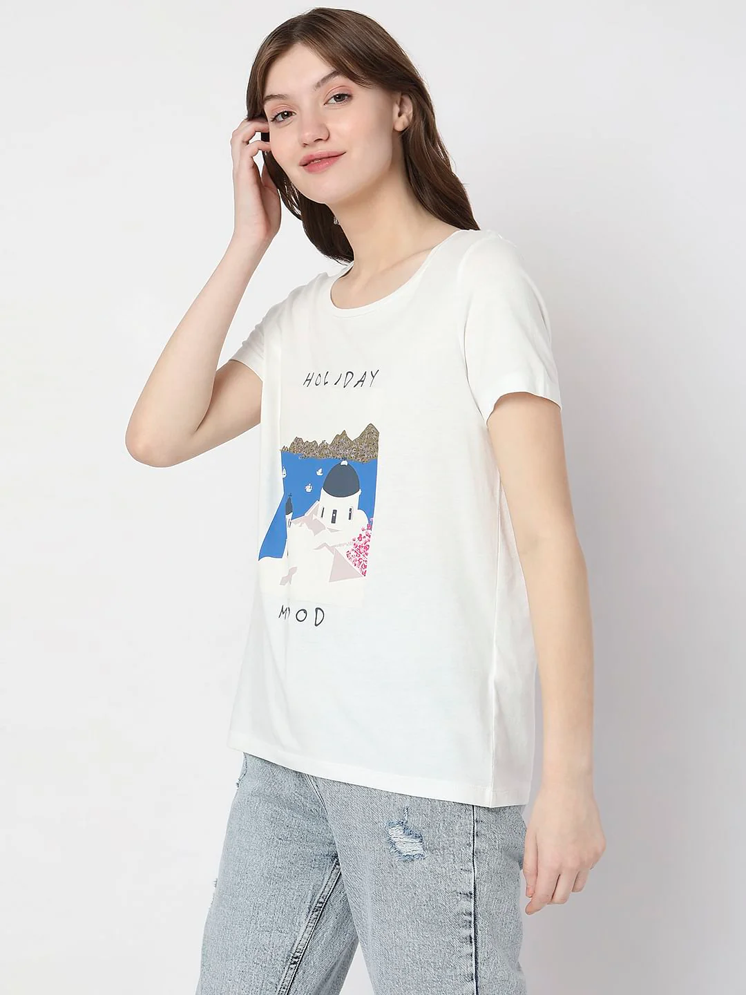 White Graphic Print T-Shirt - Image 3