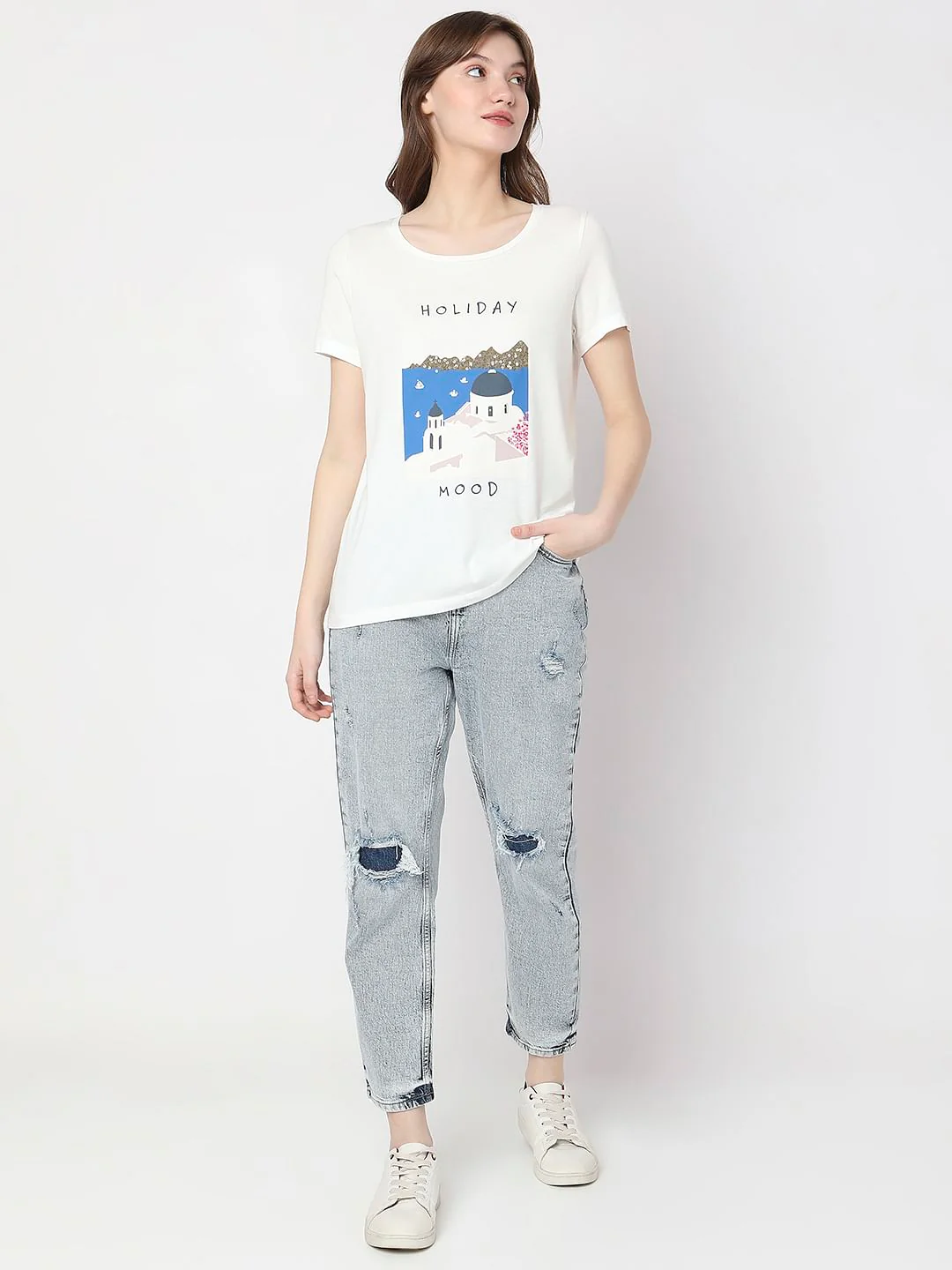 White Graphic Print T-Shirt - Image 5