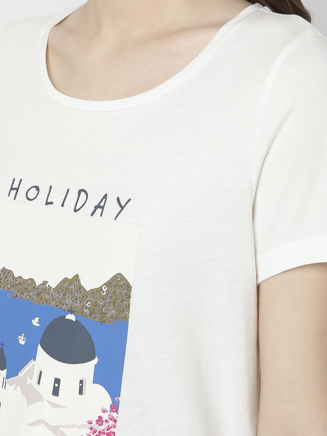White Graphic Print T-Shirt - Image 8