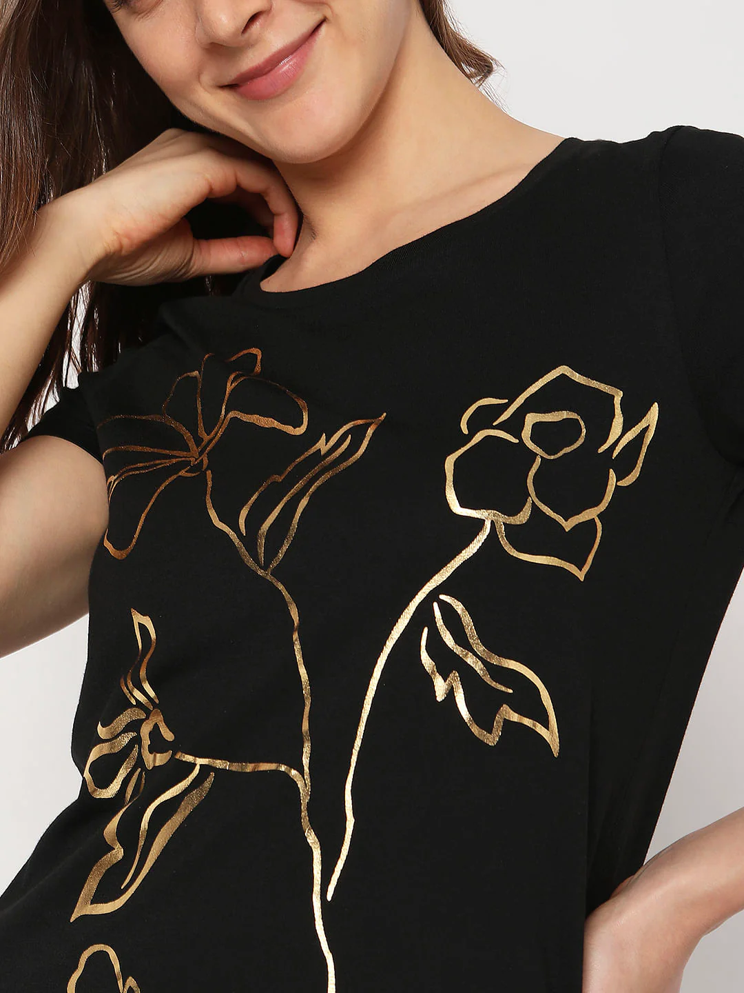 Black Foil Print T-Shirt - Image 6