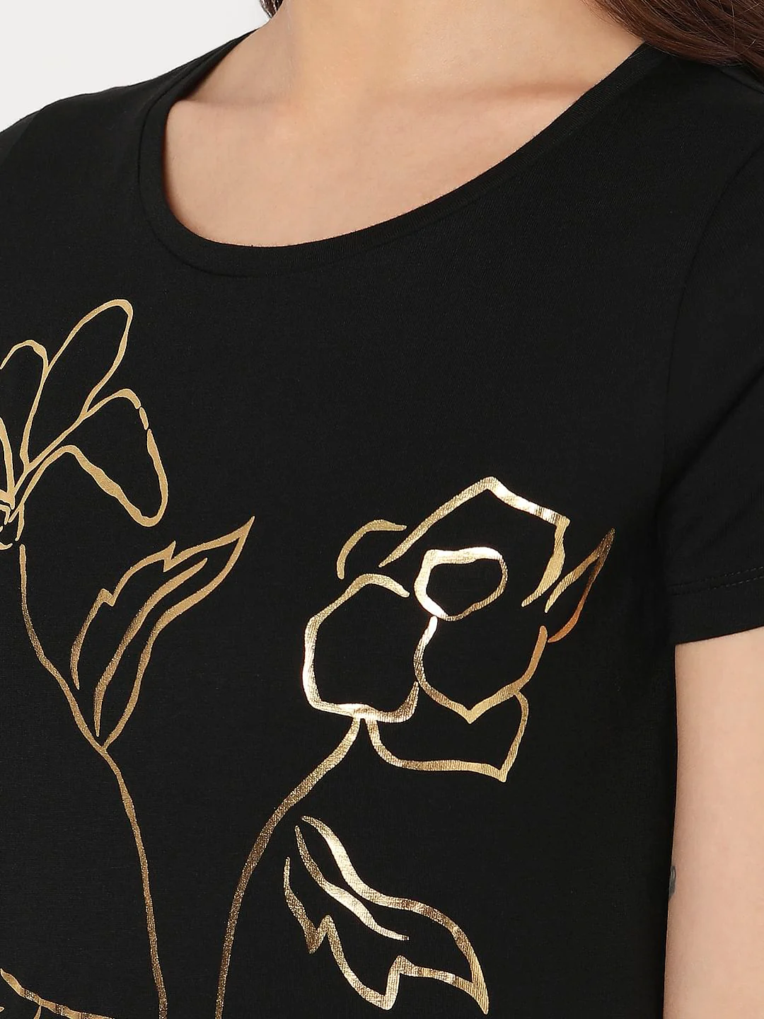 Black Foil Print T-Shirt - Image 8
