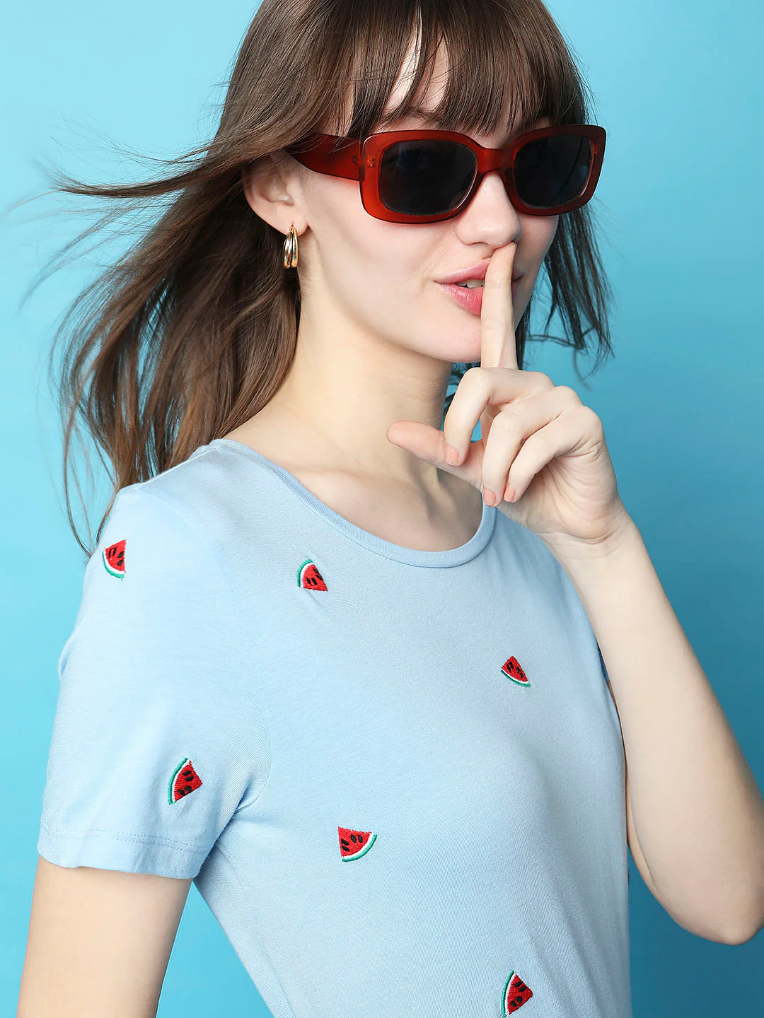 Blue Watermelon Print T-Shirt