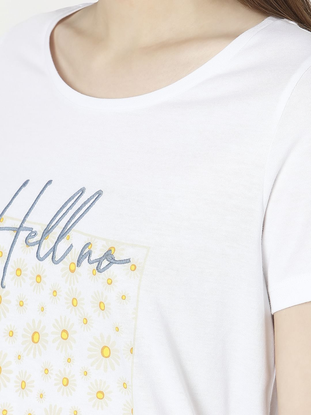 White Graphic Print T-Shirt - Image 8