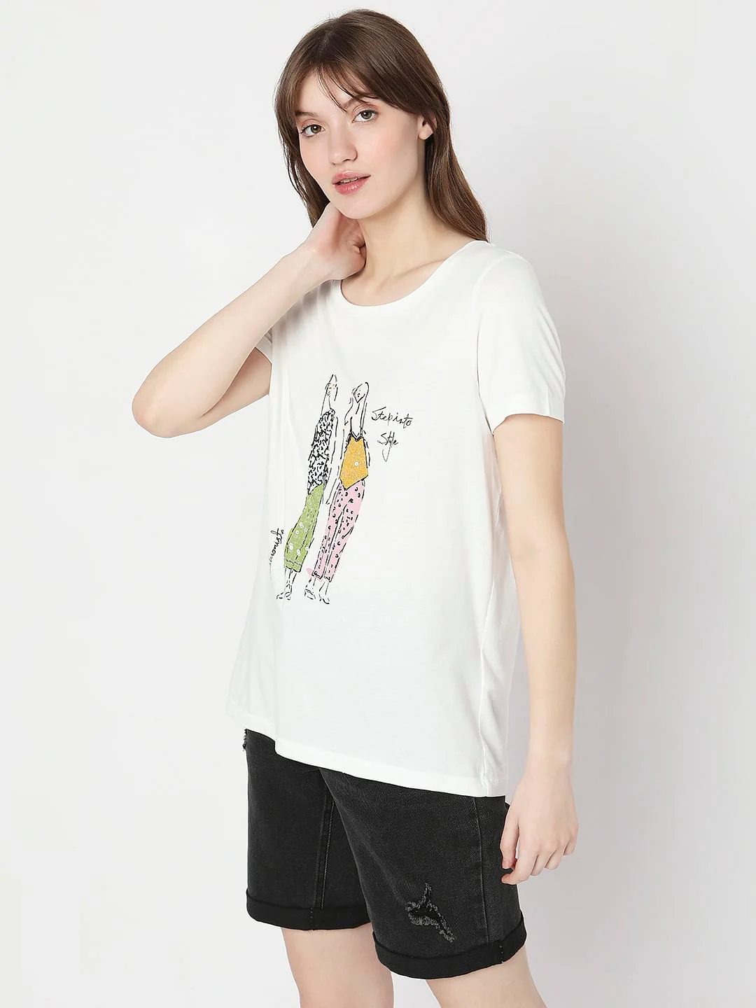 White Graphic Print T-Shirt - Image 3
