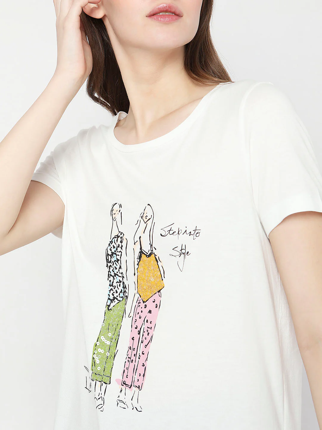 White Graphic Print T-Shirt - Image 6