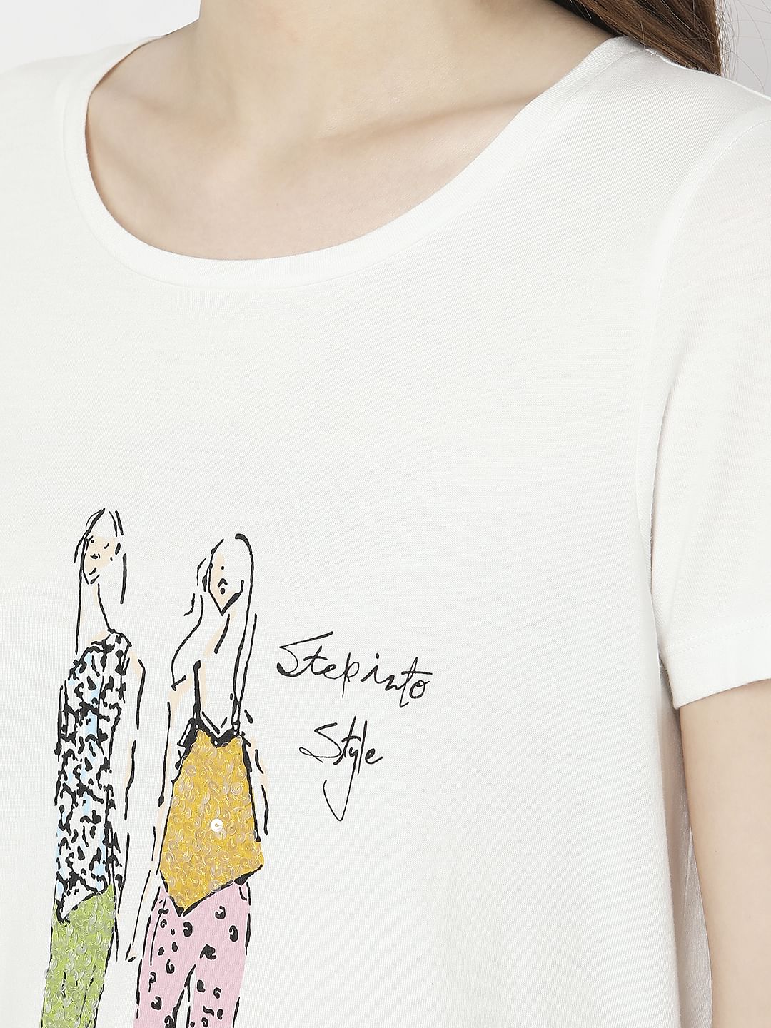 White Graphic Print T-Shirt - Image 8