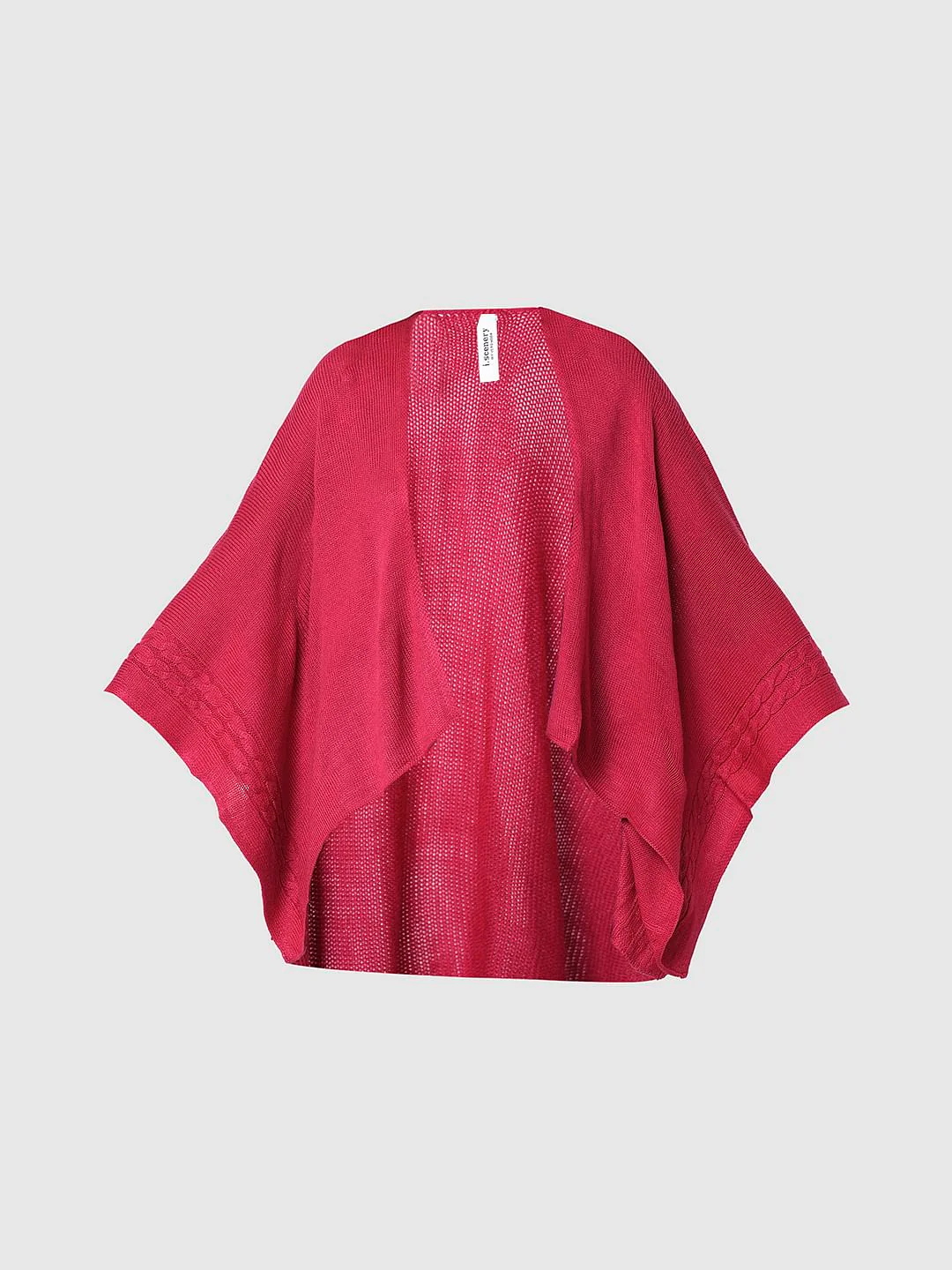 I.Scenery By Vero Moda Dark Pink Cable Knit Cape - Image 7
