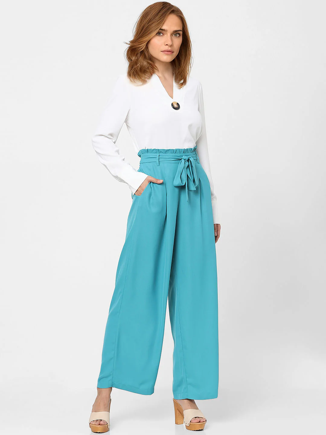 Blue Mid Rise Pants - Image 4