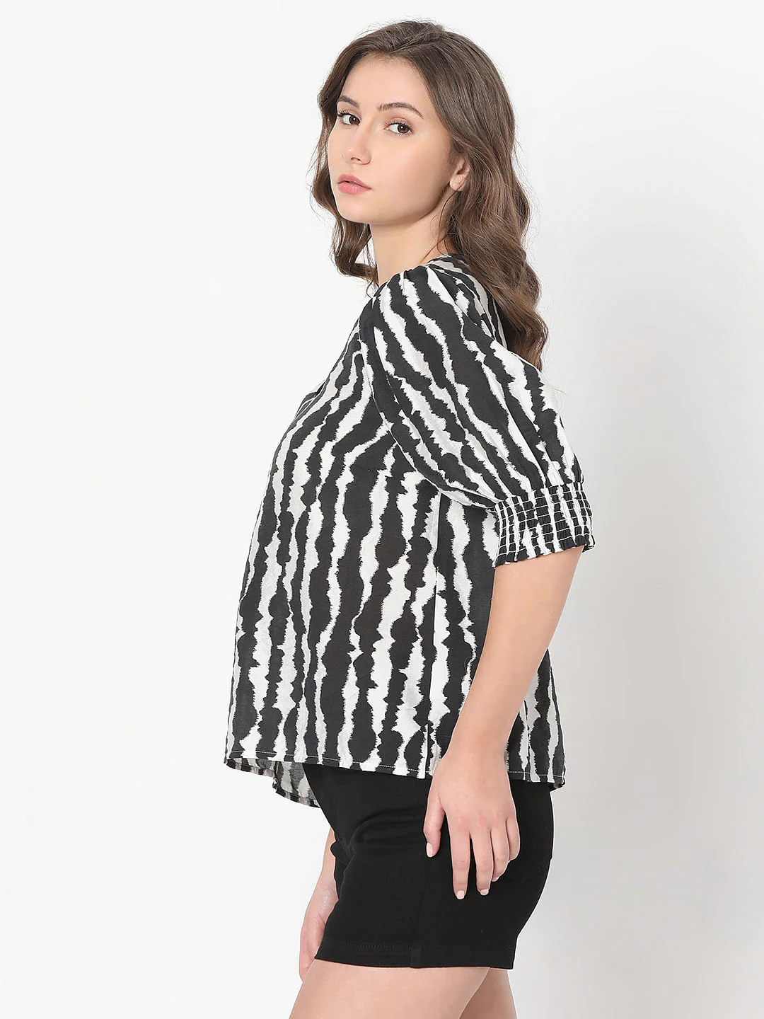 Black Abstract Print Top - Image 3