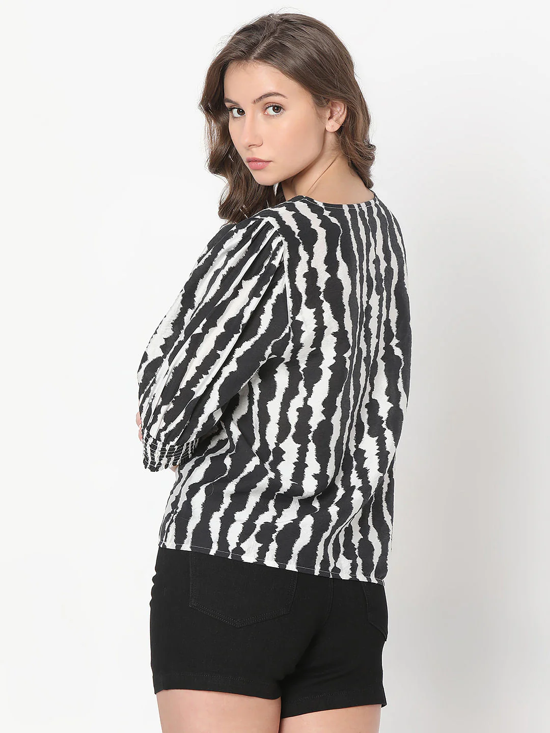 Black Abstract Print Top - Image 4