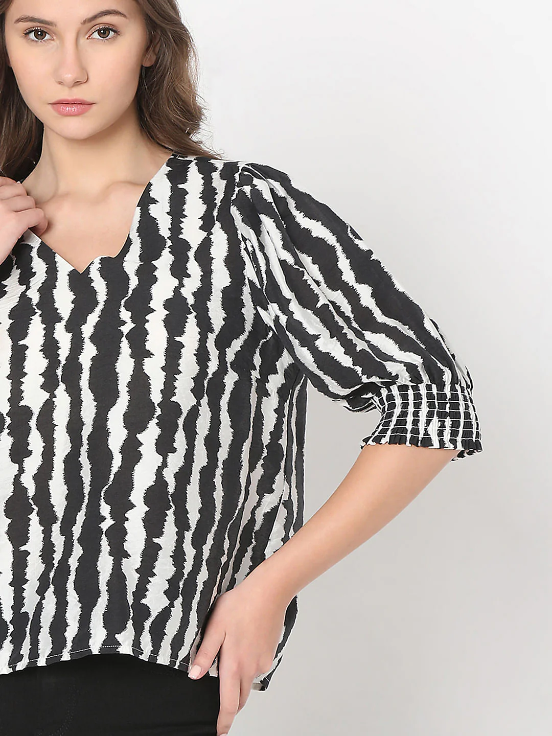 Black Abstract Print Top - Image 6