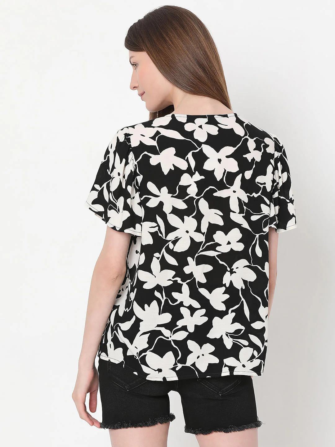 Black Floral Print Top - Image 4