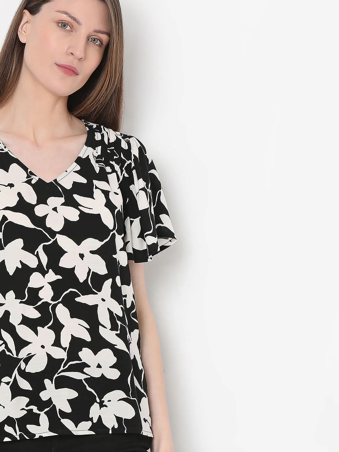 Black Floral Print Top - Image 6