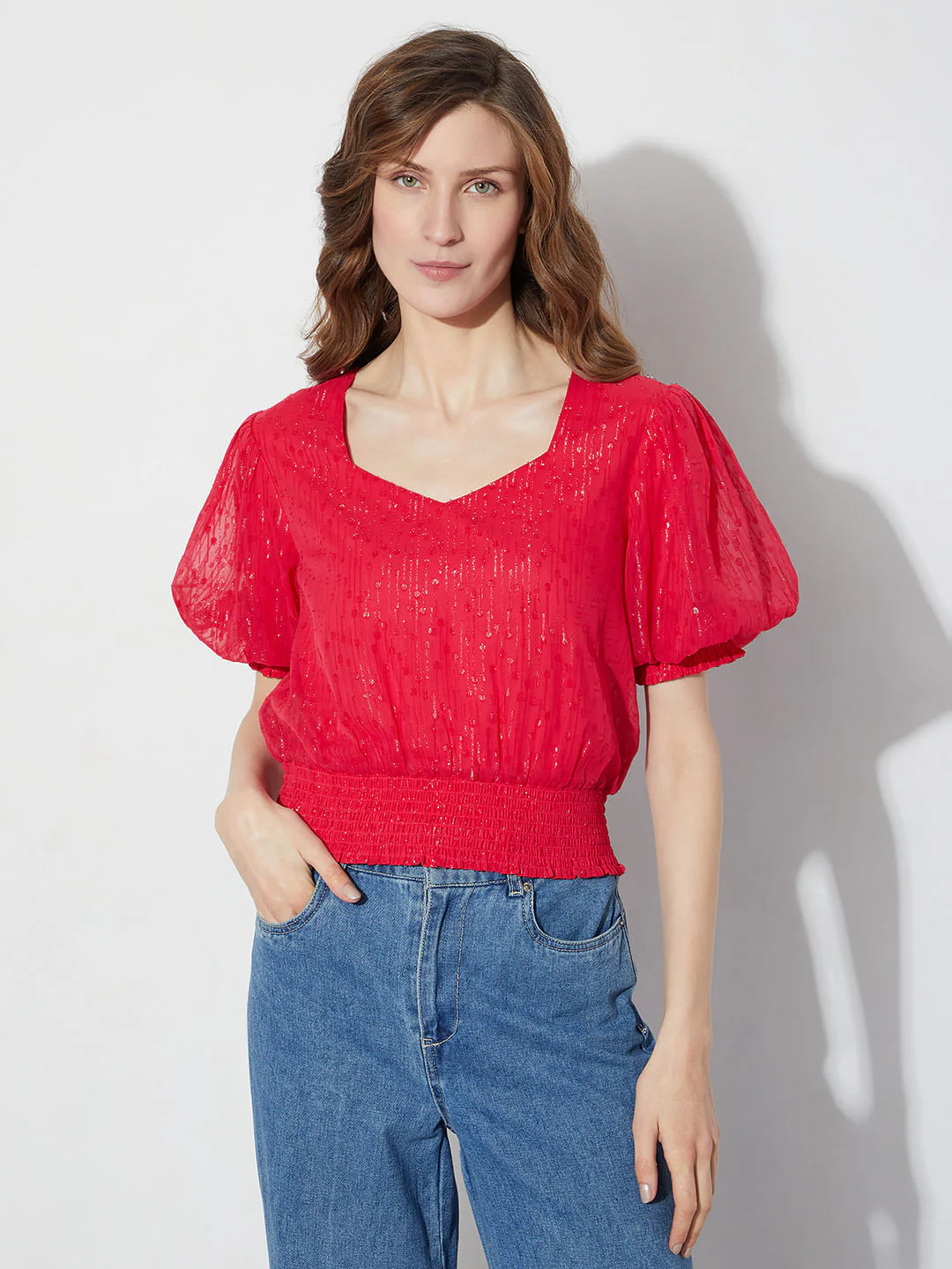 Red Shimmer Short Top - Image 2