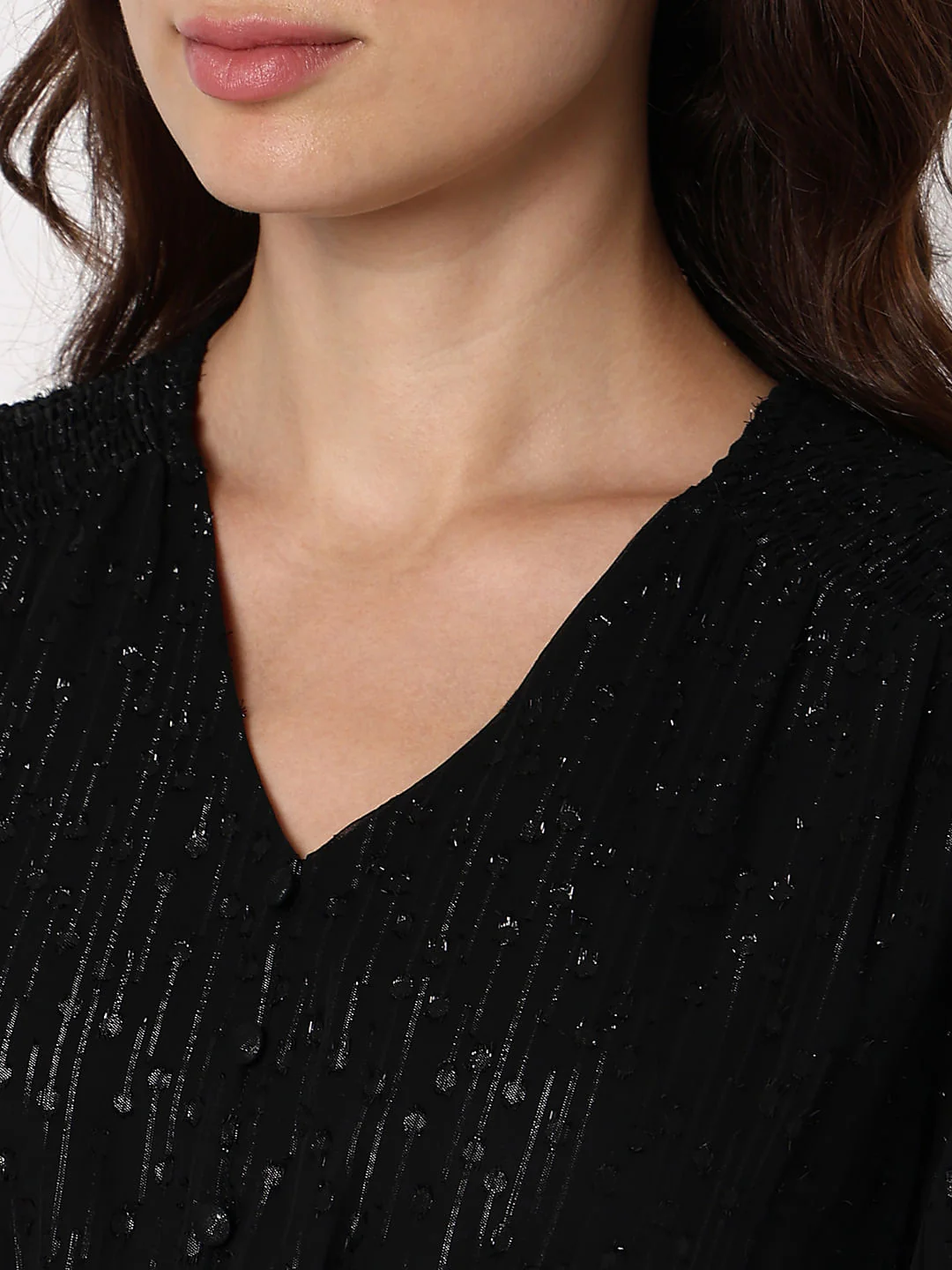 Black Textured Fit & Flare Dress - Image 8